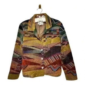 Expose vintage chenille tapestry blazer Aztec/Southwestern print, multicolor, S